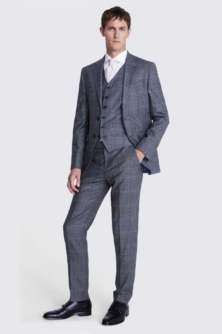 Italian Slim Fit Grey Check Jacket    Buy Online at Moss