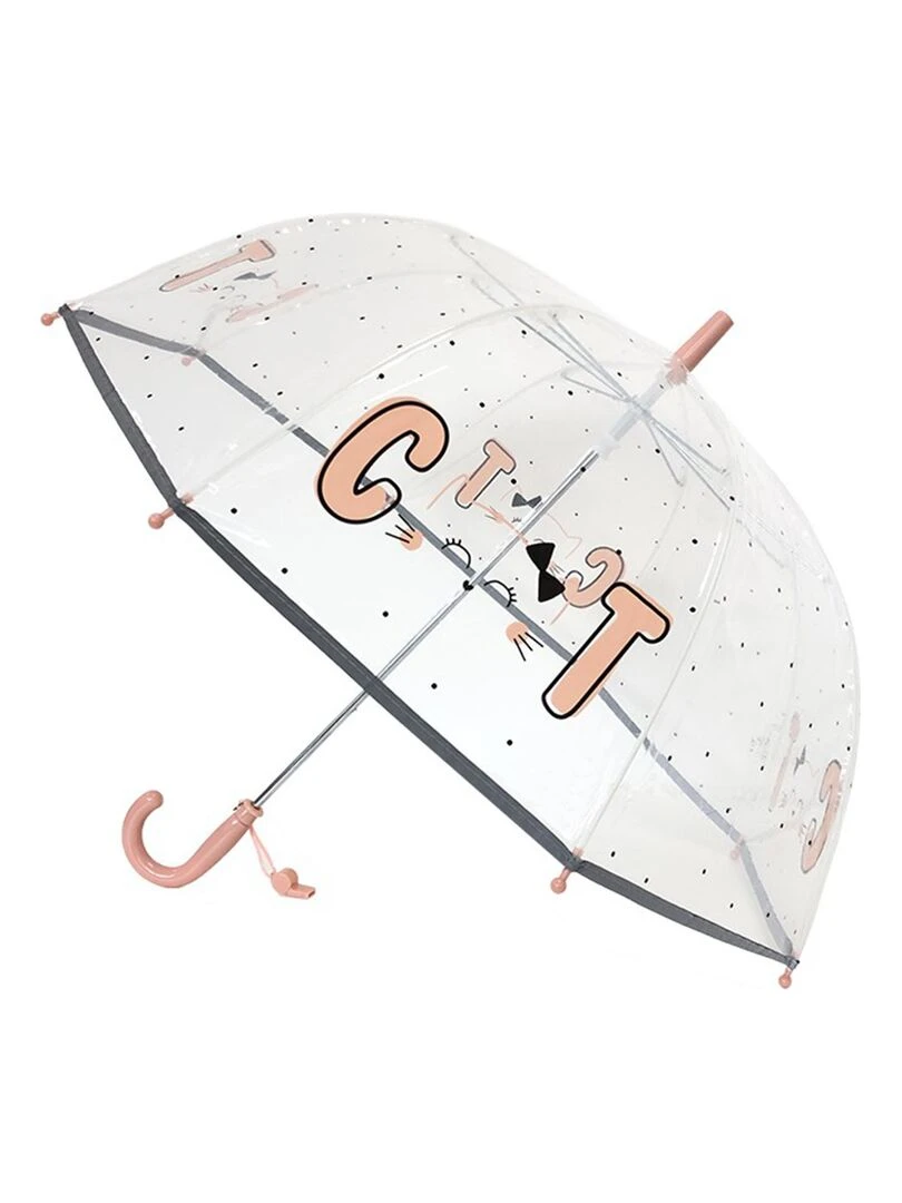 Parapluie cloche enfant transparent à pois Chat Multicolore