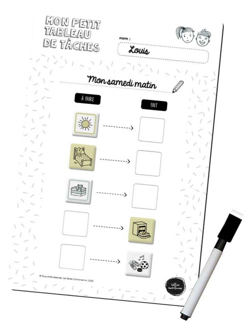 Mon Petit Tableau de Routine et Tâches magnétique 5 étapes N/A