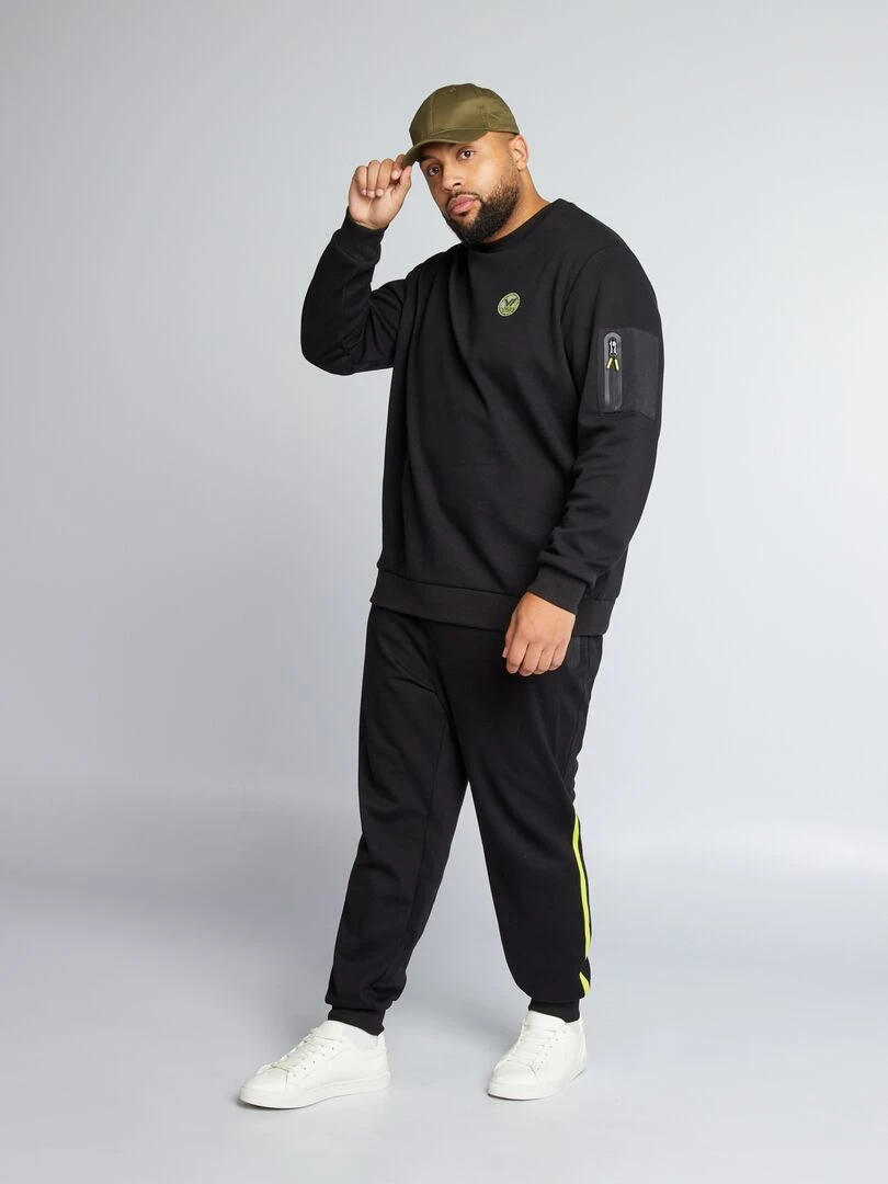 Pantalon jogging maille piquée noir