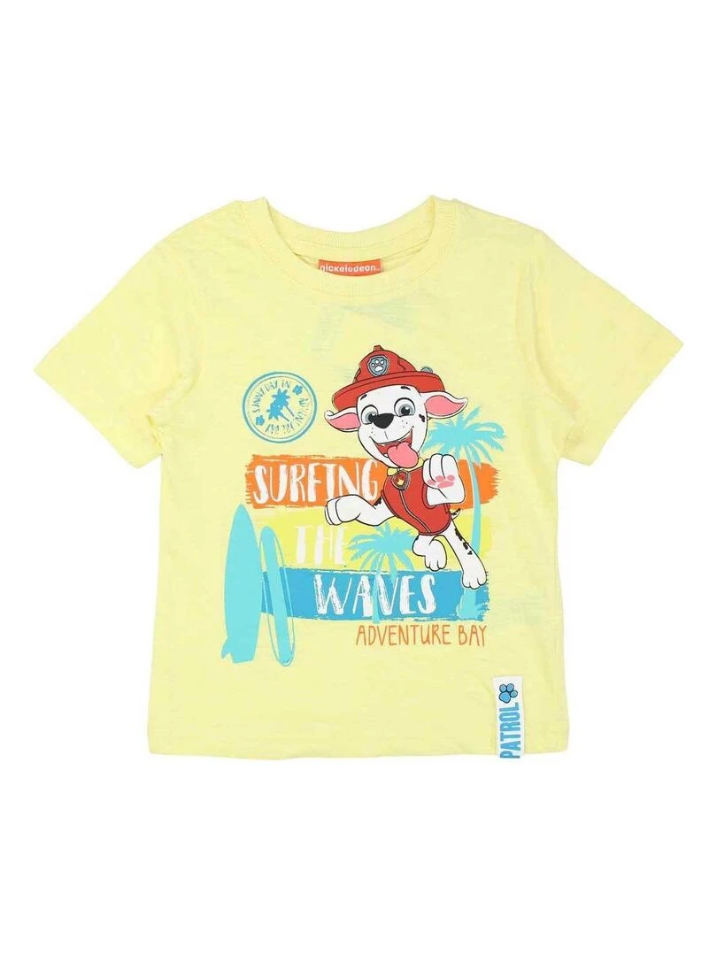 La Pat' Patrouille T shirt garçon imprimé La Pat' Patrouille en coton Jaune