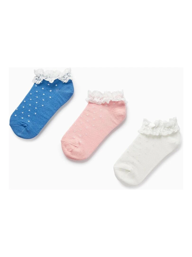 Lot 3 Paires de Chaussettes avec Fils Lurex et Dentelle Fille GREAT GOALS GREAT WORLD Multicolore