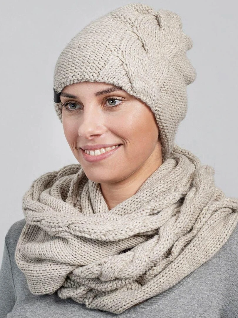 Ensemble Snood Bonnet Moyna Made in UE Beige