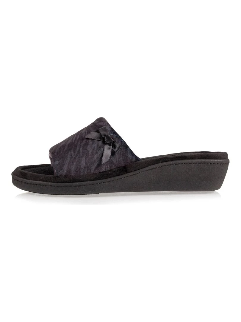 Chaussons Sandales Talon Femme Zèbre Noir   Noir