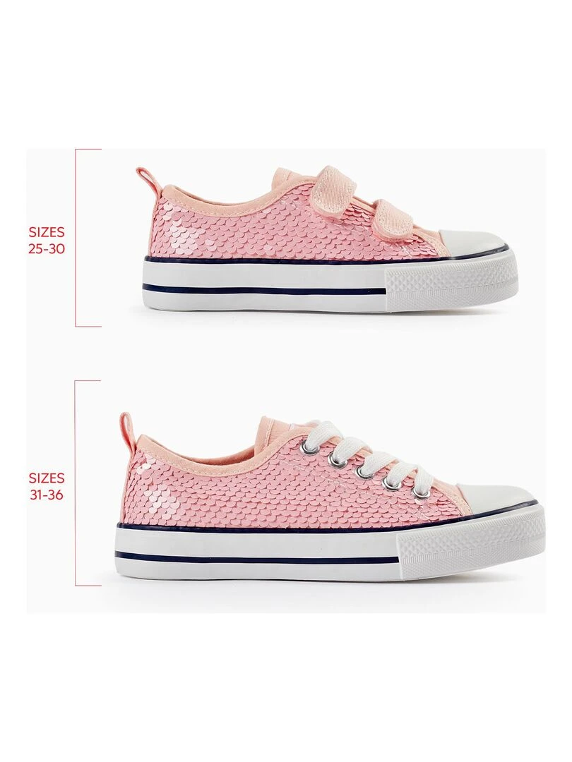 Baskets à Paillettes pour Fille '50s Sneaker' CUBA Rose