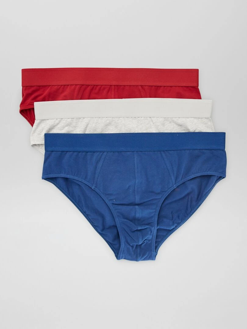 Lot de 3 slips unis Rouge/gris/marine