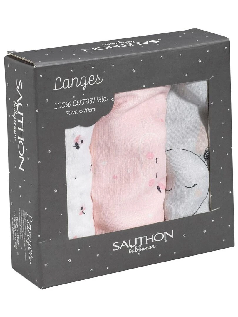Langes 70x70cm en coton bio rose SAUTHON Rose