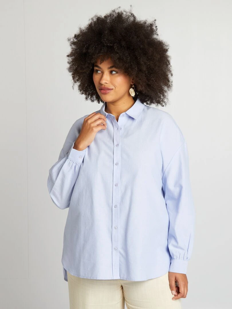 Chemise large en coton   Bleu