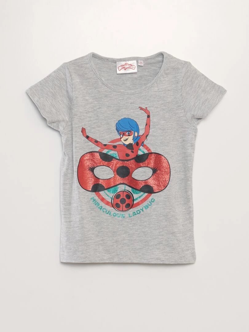 Pyjama court   'Imprimé Miraculous'   2 pièces   gris/rouge