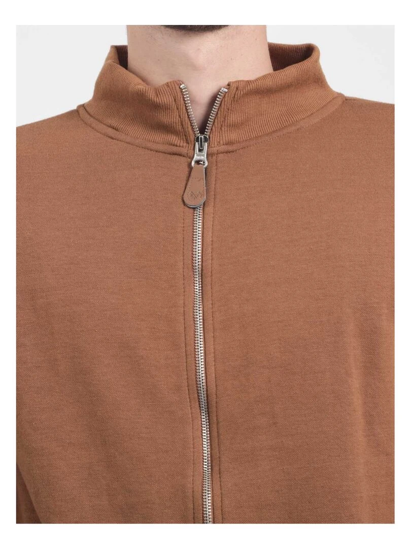 Gilet zippé col montant WITS Marron caramel