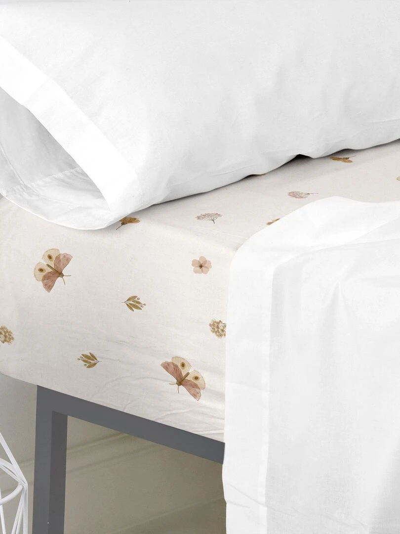 Drap housse Butterfly "Happyfriday"   Blanc
