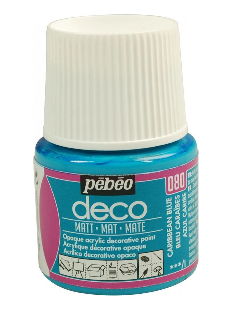 Peinture acrylique opaque mate   Bleu caraïbes   45 ml   N/A