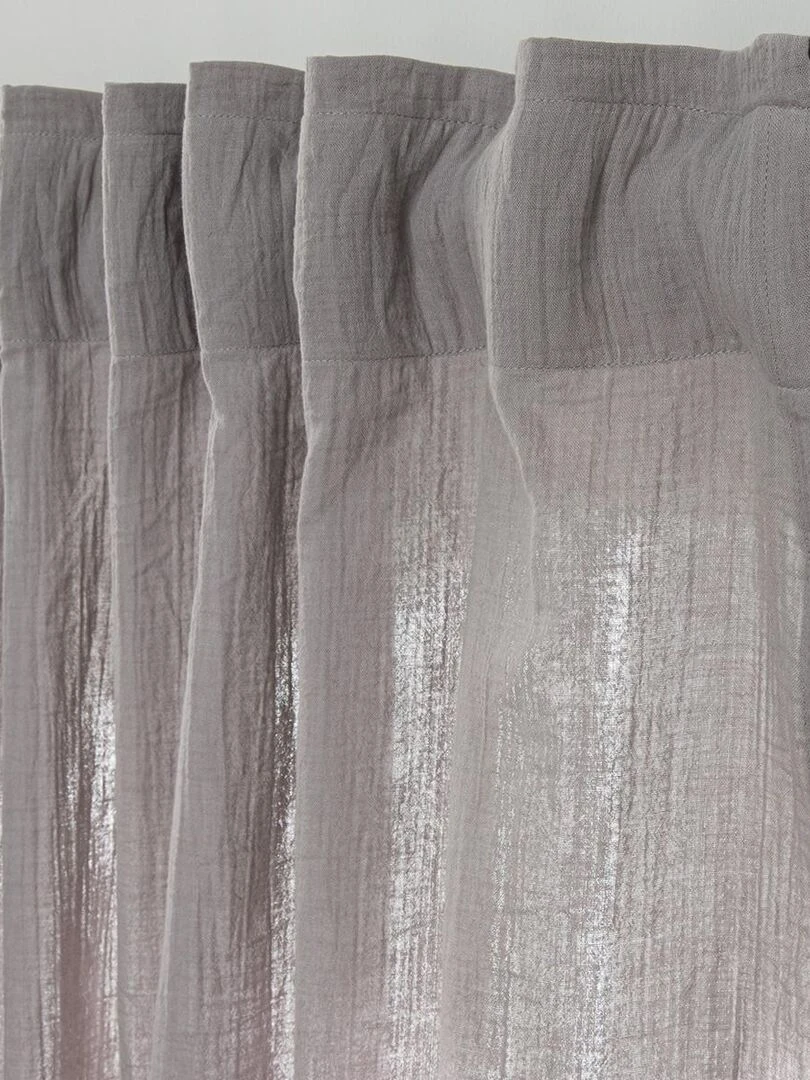 Future Home Rideau uni en gaze de coton pattes cachées à l'unité 140x260cm Gris