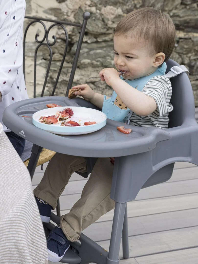 BEBECONFORT Meely Chaise haute bébé 2 en 1  évolutive  De 6 mois à 3 ans (15kg)  Dark grey   Gris Gris