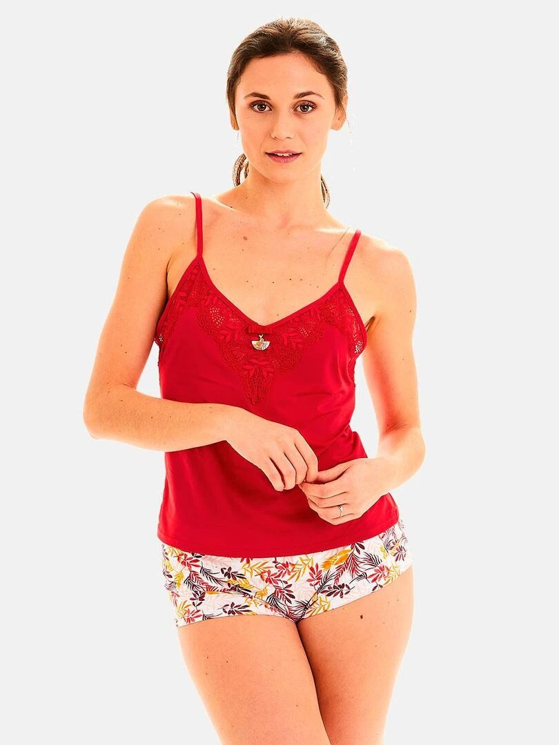 Top + short PILE OU FACE   Pomm'Poire   Rouge