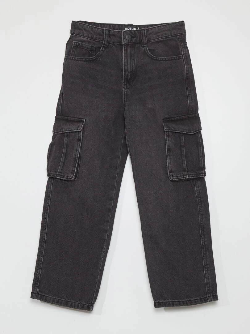 Denim wideleg à poches Gris