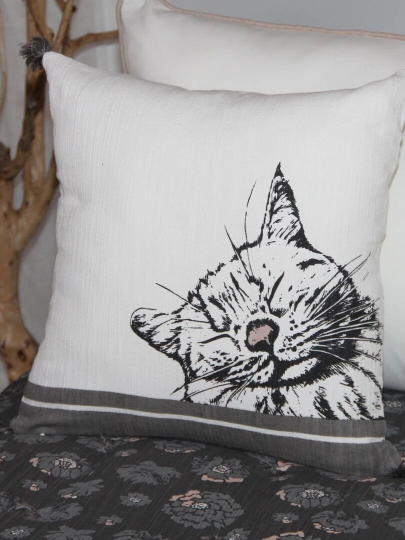 Coussin déhoussable Cats Ecru