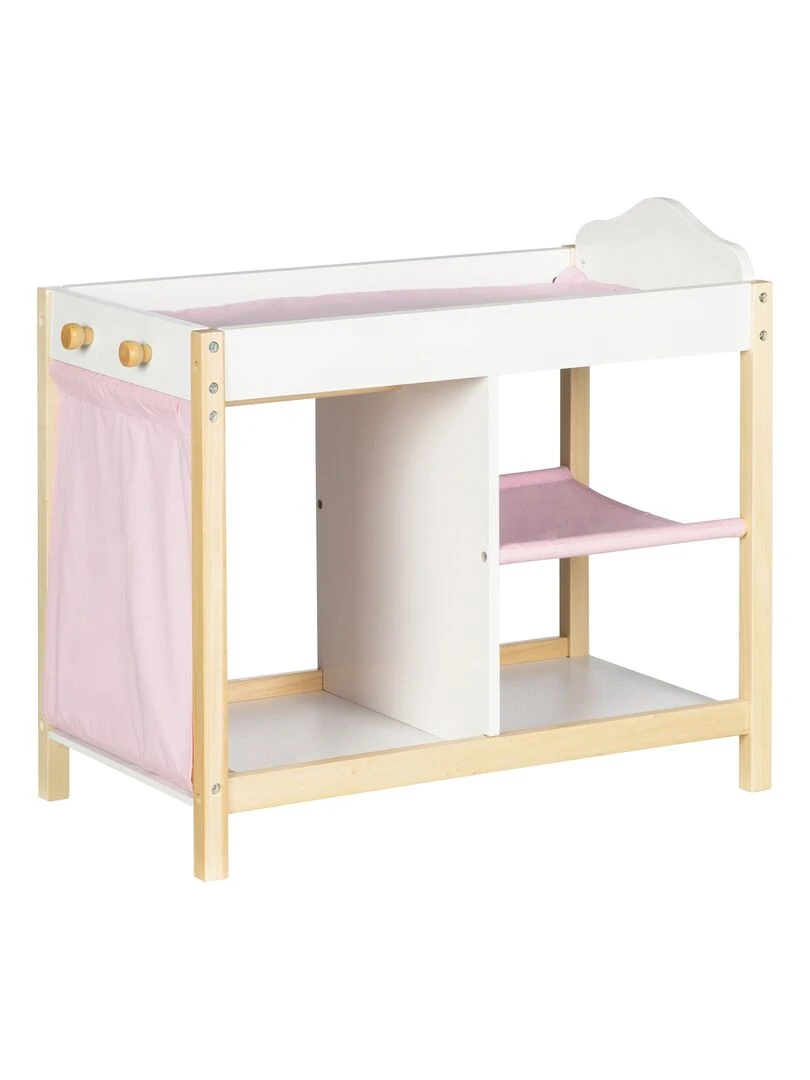 ROBA Table à langer de Poupée en Bois "Scarlett" + Équipement Textile Blanc N/A