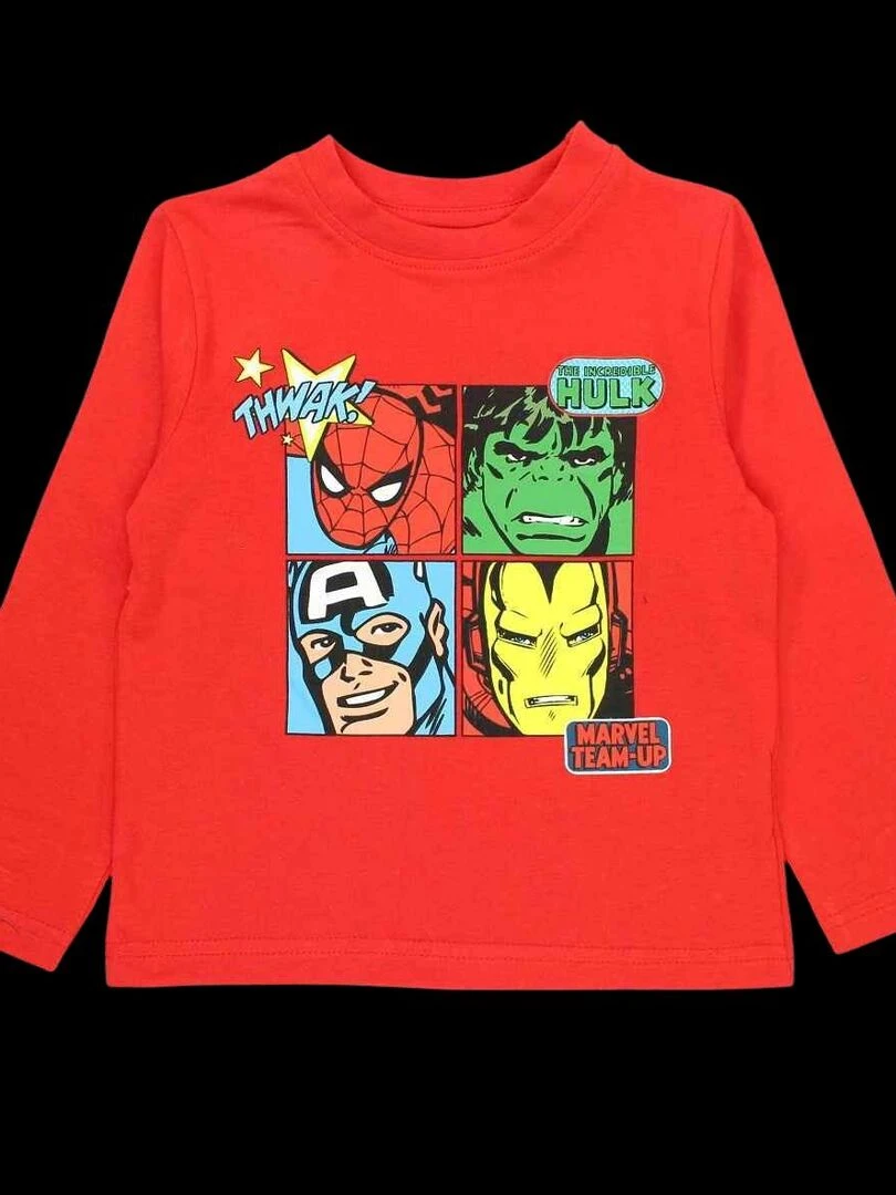 Avengers Pyjama garçon imprimé Avengers en coton Rouge