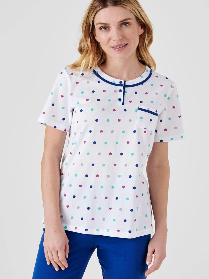 Pyjacourt imprimé jersey    Damart   Bleu