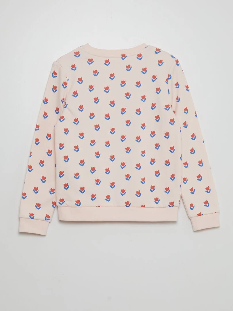 Sweat en molleton imprimé fantaisie   ROSE