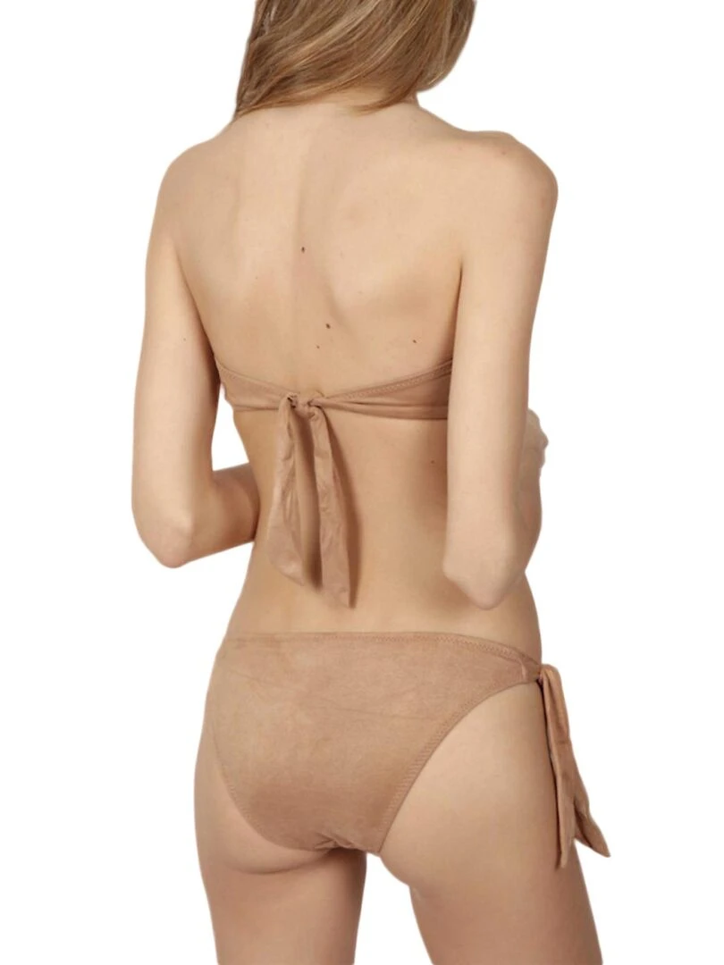 Ensemble 2 pièces bikini bandeau push up Sand Desert Beige