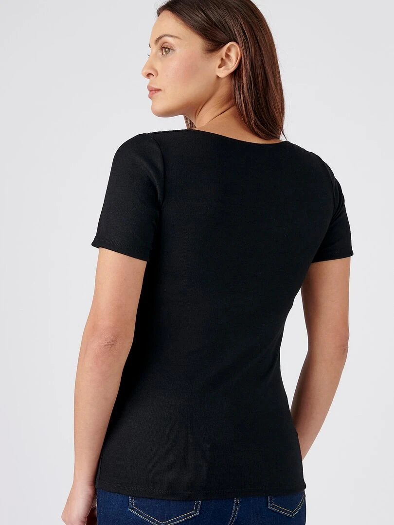 T shirt manches courtes Douceur soyeuse Thermolactyl   Damart   Noir