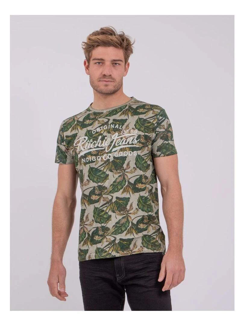 T shirt manches courtes col rond pur coton NIRAMAX Beige