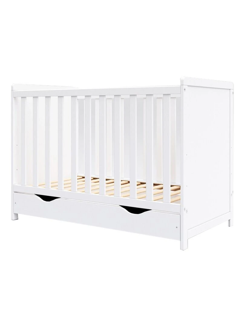 Lit bébé évolutif avec tiroir OLIVIA 120x60 cm Blanc
