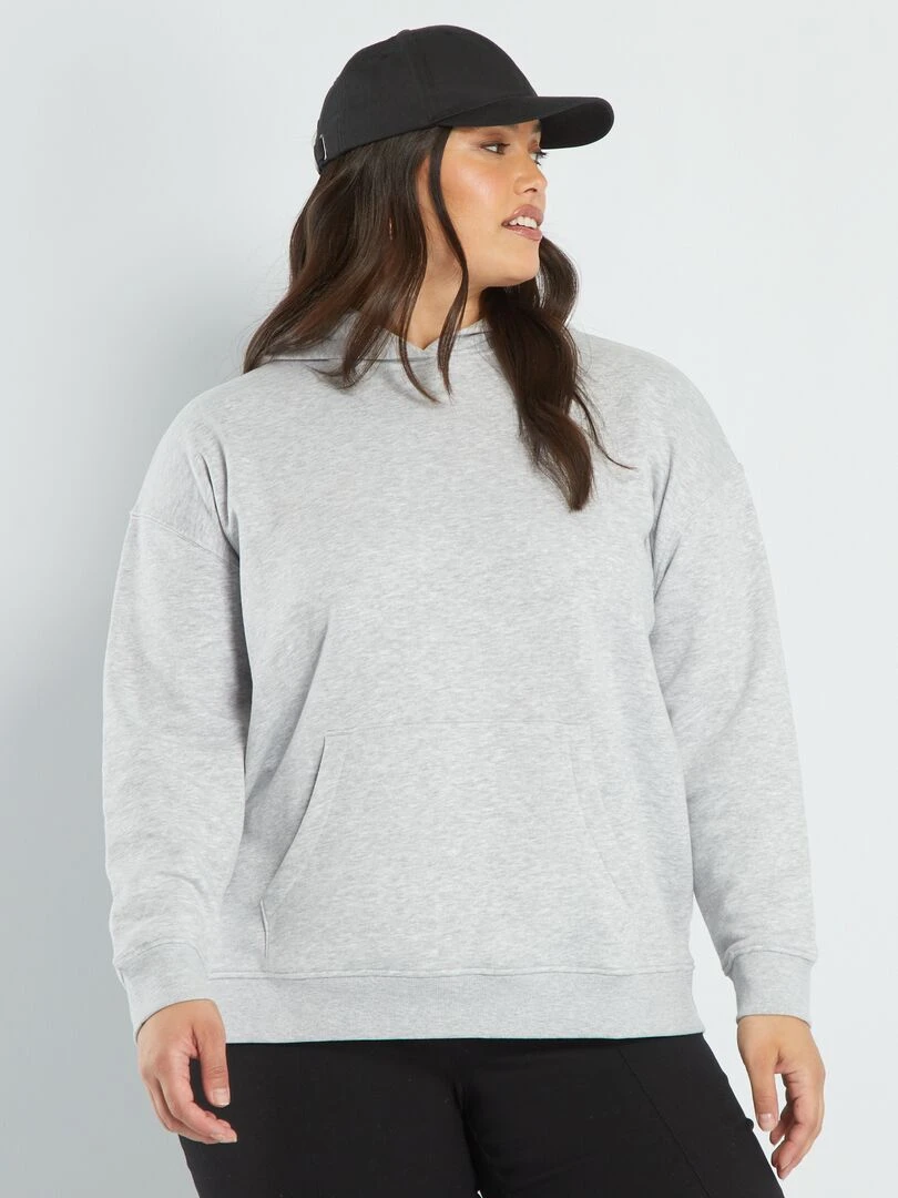 Sweat à capuche avec poche kangourou Gris