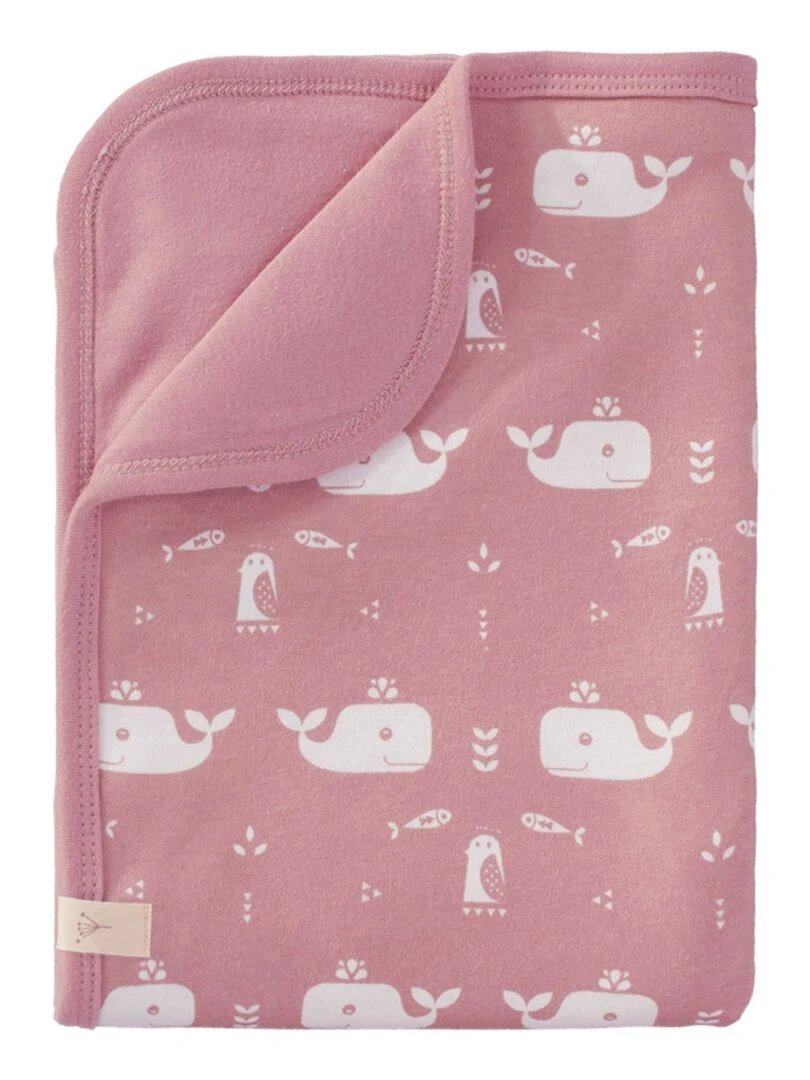 Couverture pour bébé baleine rose en coton bio (80 x 100 cm) Rose
