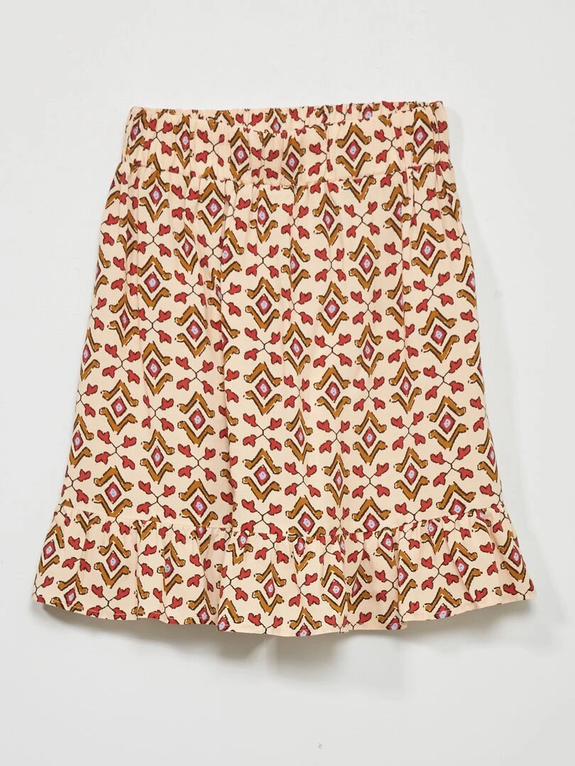 Jupe volantée à motifs Ecru