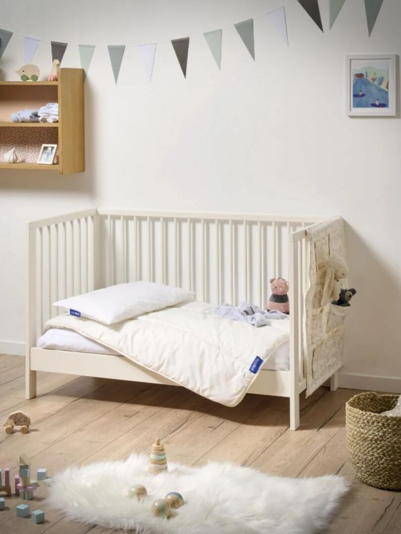Bleu Câlin Couette et oreiller bébé enveloppe coton bio Blanc