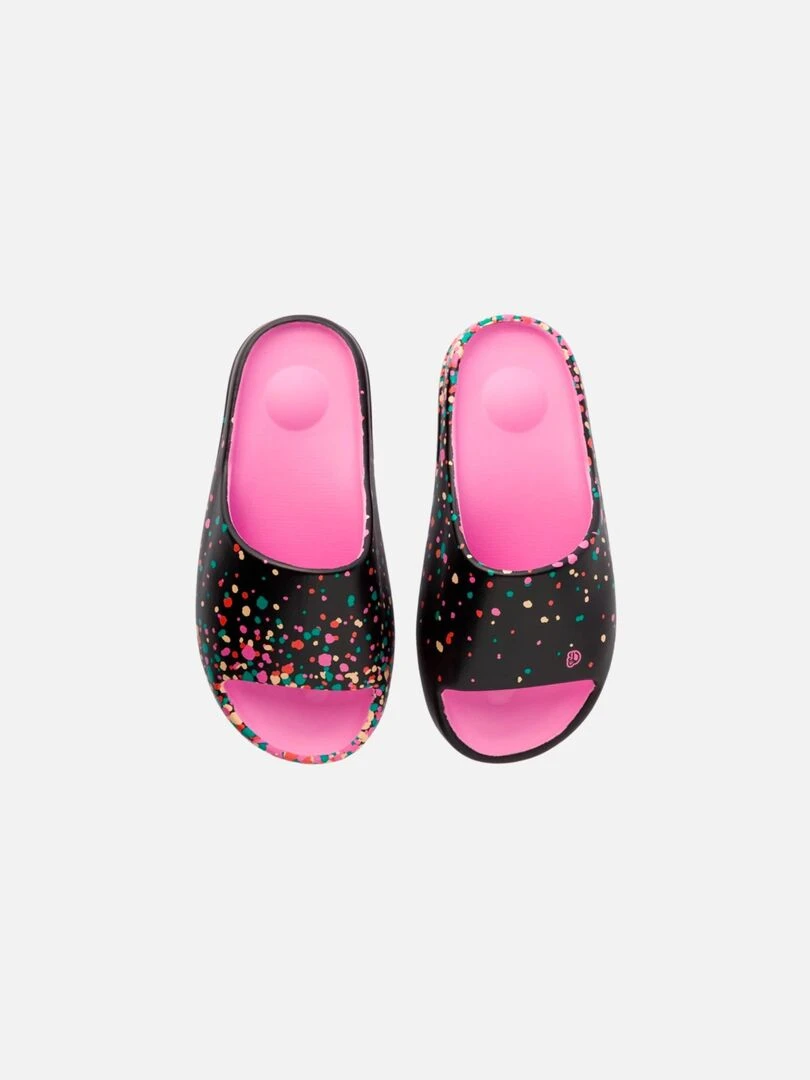 Claquettes Semelles Épaisses Dedoles Gouttes Colorées   Noir Rose