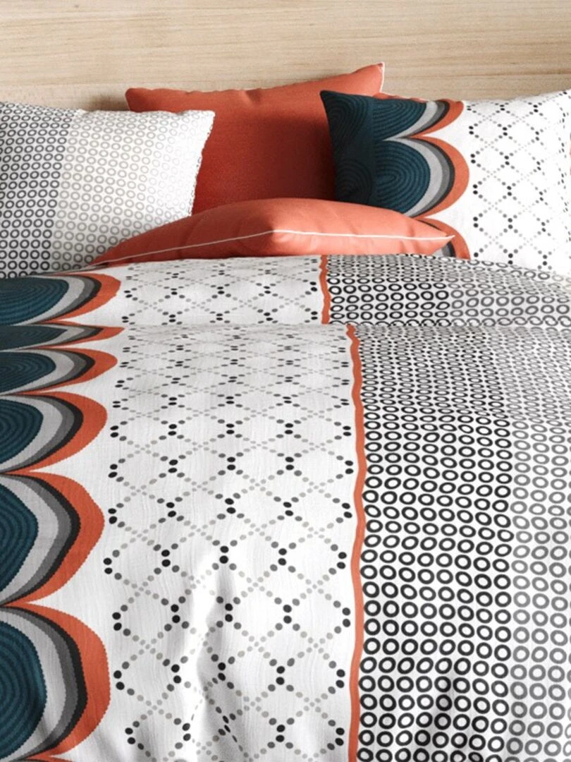 Housse de couette 240x220 Antan + 2 taies 100% coton 57 fils Bleu