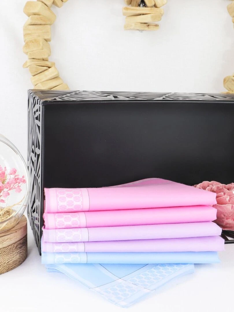 Lot de 6 mouchoirs en tissus coton jumel VICTORIA Multicolore