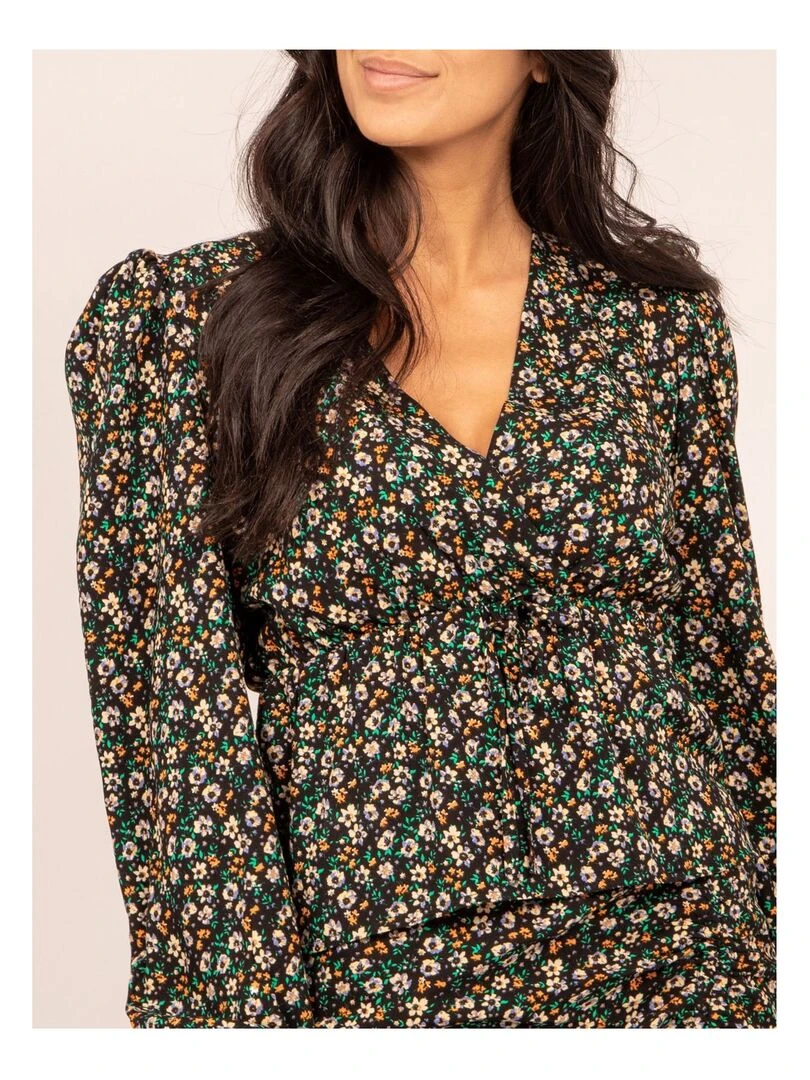 Blouse fluide motifs FERINE   Noir