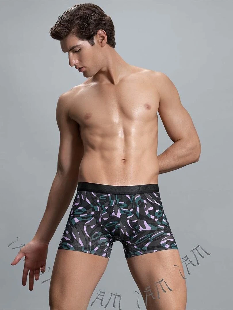 Boxer homme imprimé abstrait Masato   Noir