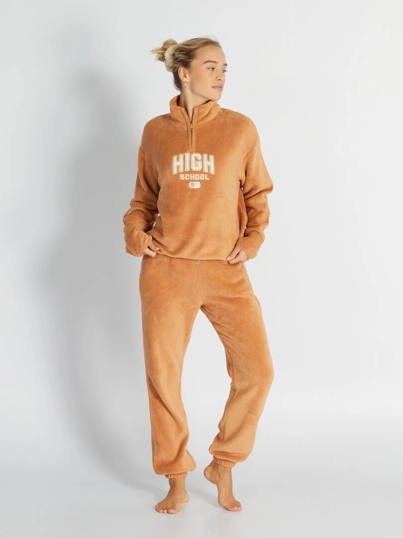 Sweat pyjama en polaire   Marron
