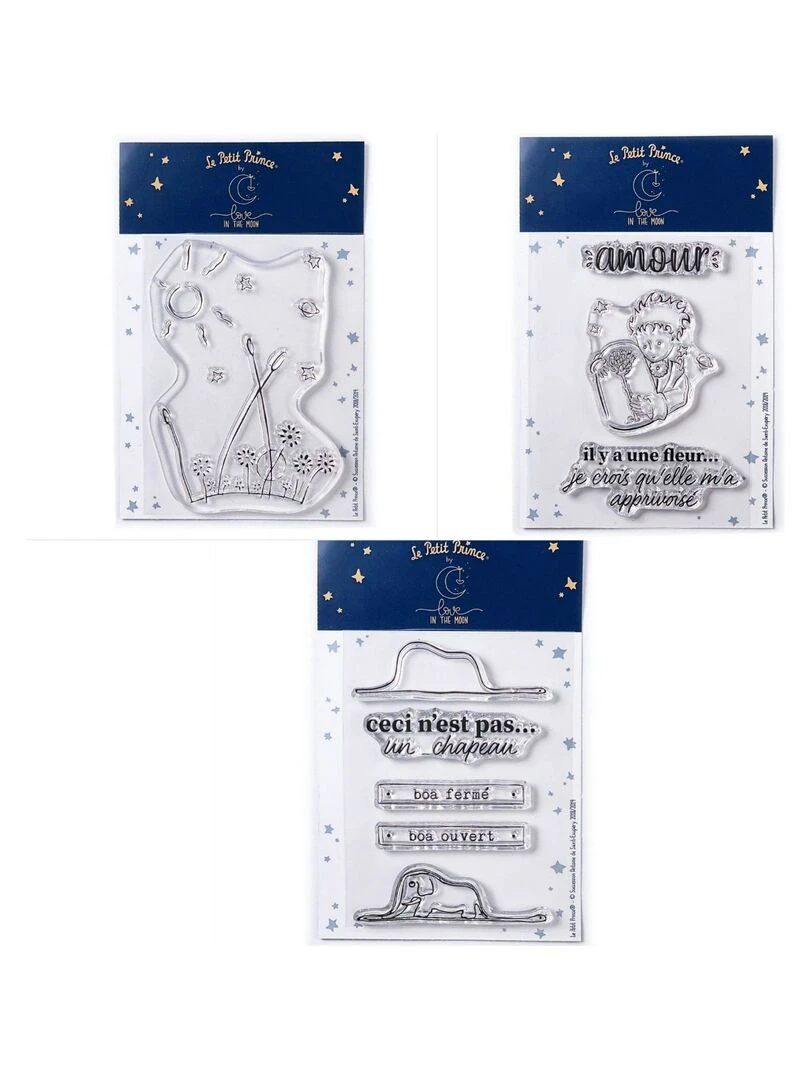 9 Tampons transparents Le Petit Prince et le Paysage + Fleur + Boa Eléphant N/A