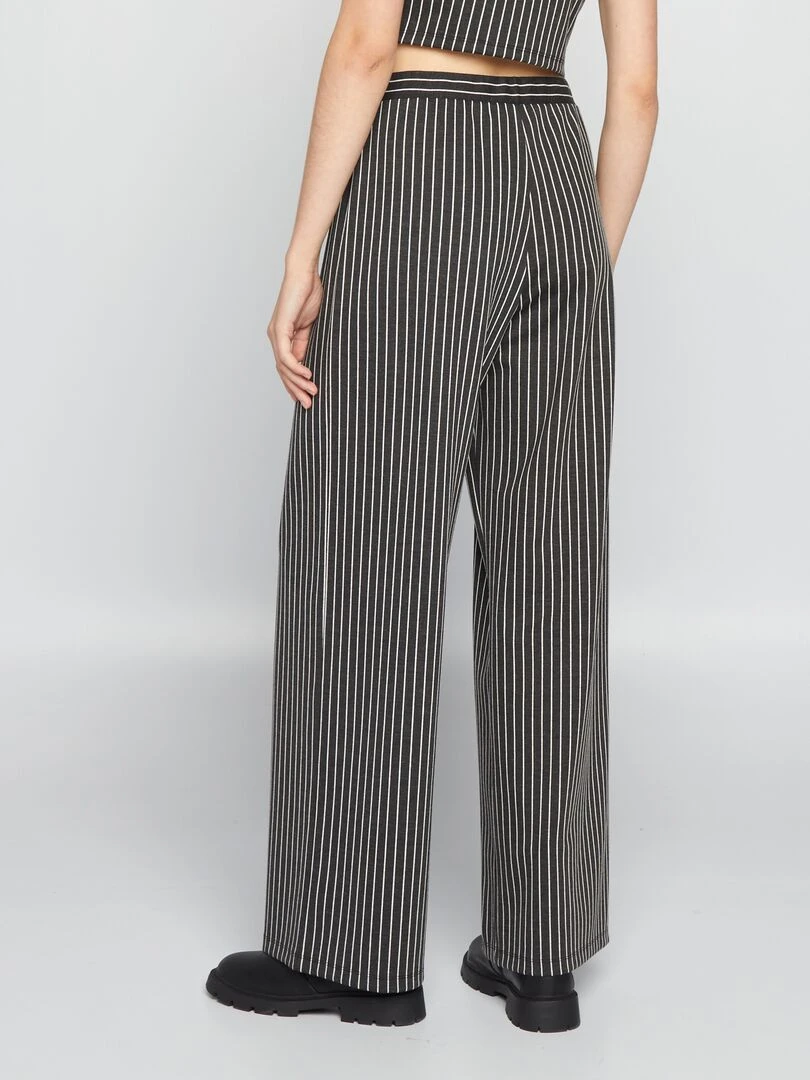 Pantalon large rayé   noir rayé