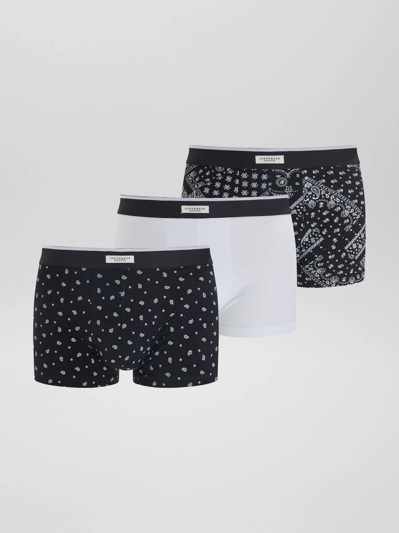 Lot 3 boxers stretch Noir/gris