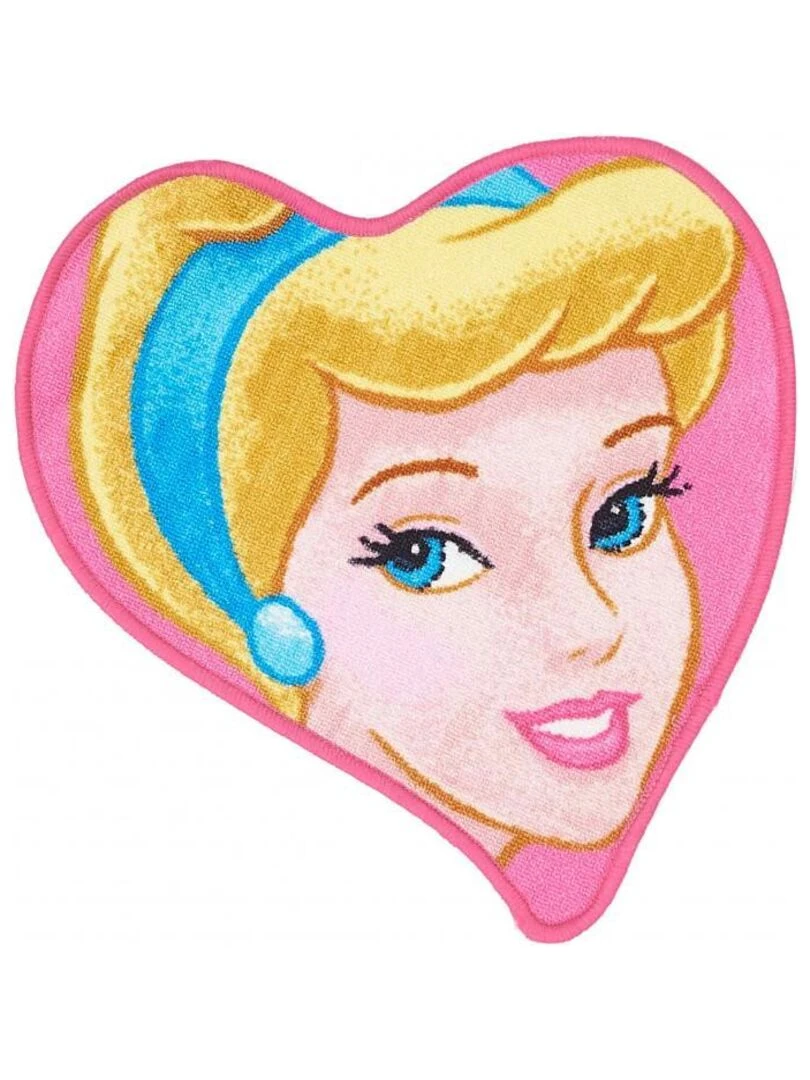 Tapis enfant CINDERELLA HEART SHAPED Rose 50x50 Lavable 30° Rose