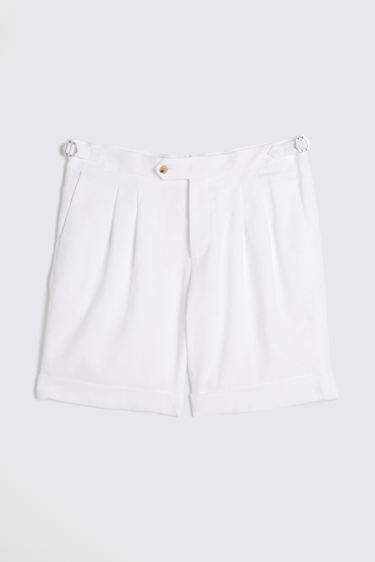 White Matte Linen Shorts   Buy Online at Moss