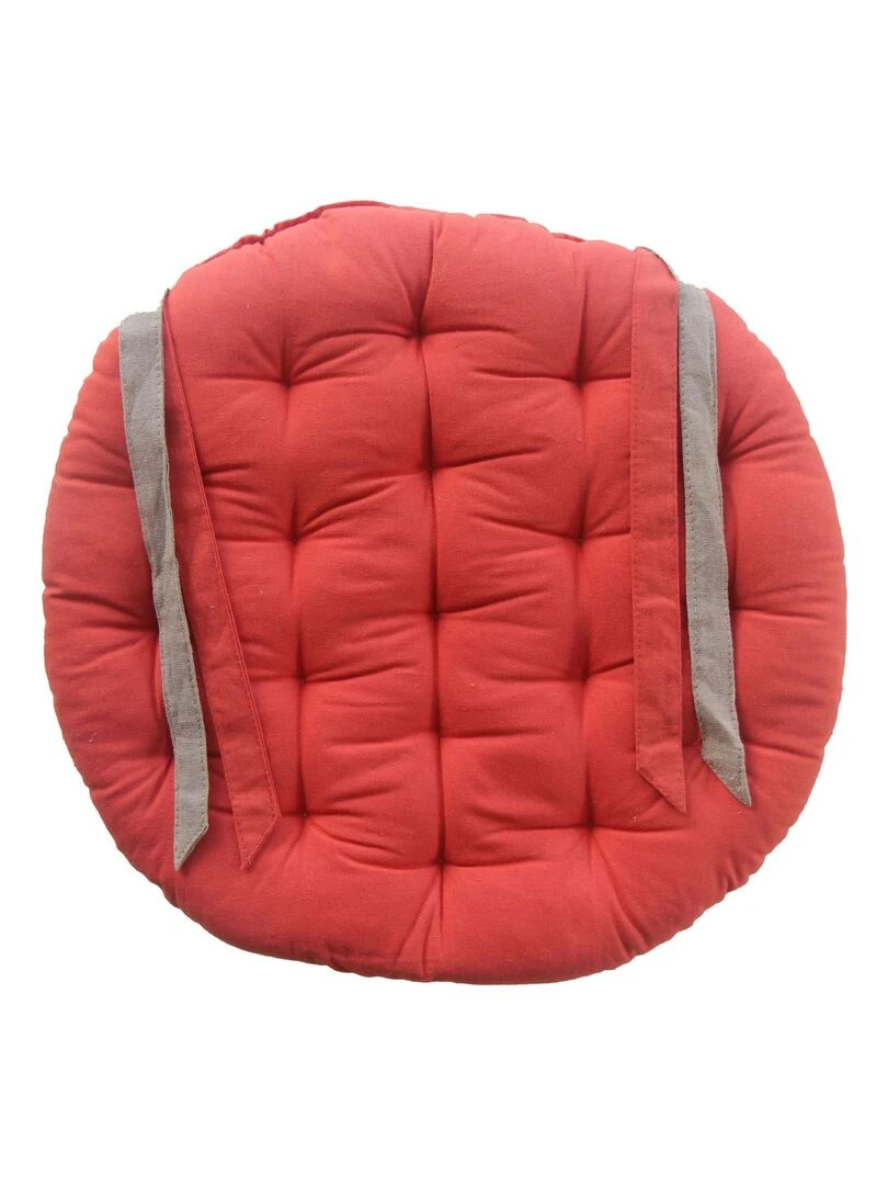 Galette de chaise ronde matelassée VALAYANS Orange corail