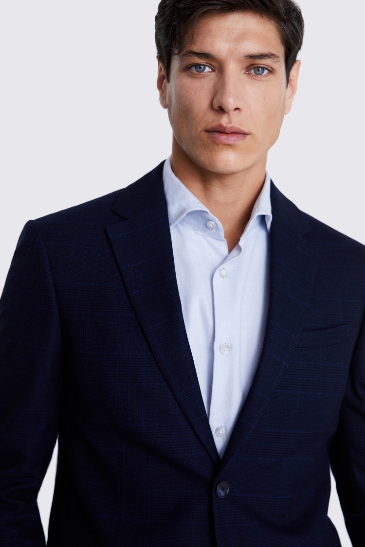 Tailored Fit Blue Check Performance Jacket    Buy Online at Moss