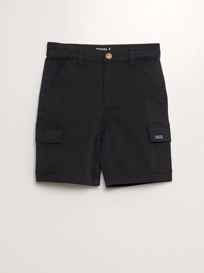 Bermuda droit à taille ajustable avec poches noir