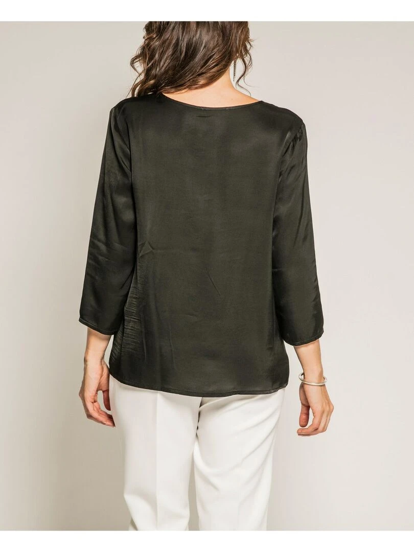 Blouse soyeuse manches 3/4 OLGA Noir
