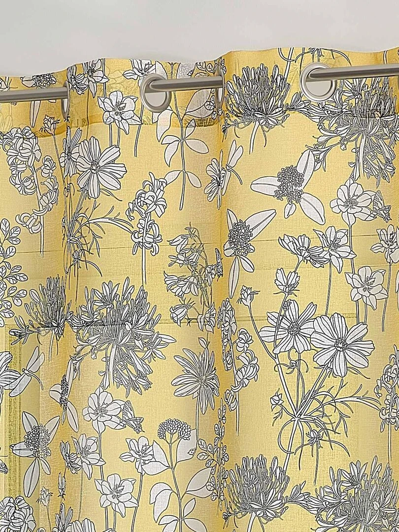 Voilage en étamine fleurie   Jaune