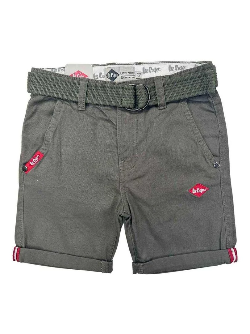 Lee Cooper Bermuda garçon imprimé logo en coton Kaki